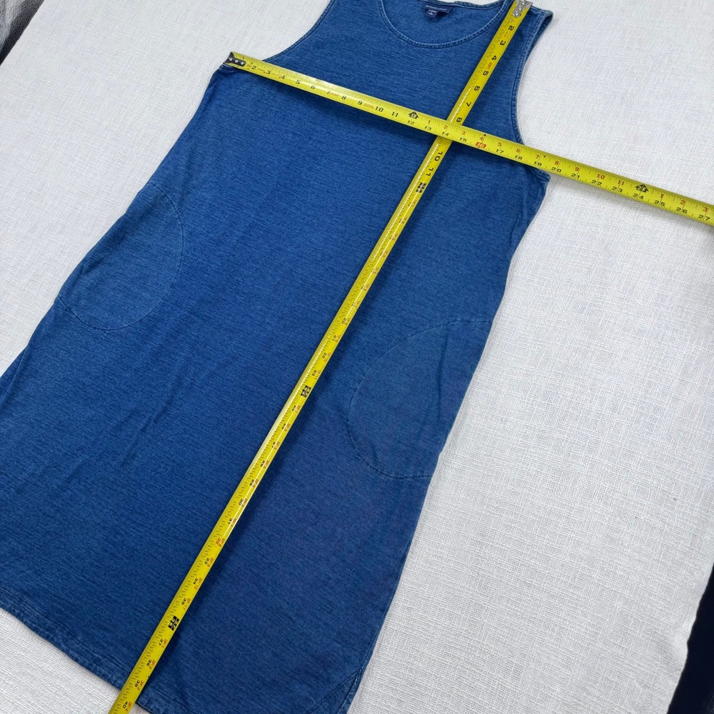 Pure Jill Indigo Tank Sleeveless Shift Tunic Cotton Dress Pockets Large Petite - Picture 5 of 9